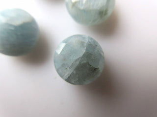 10 Pieces 10x10mm Natural Aquamarine Round Shaped Both Side Faceted Loose Gemstones BB466/3