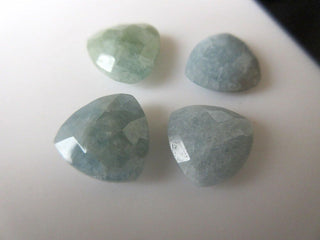 10 Pieces 14x14mm Natural Blue Aquamarine Trillion Shaped Both Side Faceted Loose Gemstones BB466/10