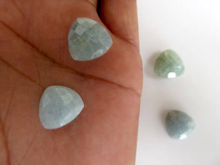 10 Pieces 14x14mm Natural Blue Aquamarine Trillion Shaped Both Side Faceted Loose Gemstones BB466/10