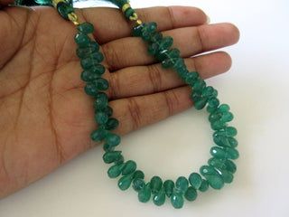 Green Onyx Tear Drop Briolette Beads, Faceted Green Onyx Briolettes, 8mm Beads, 8 Inch Strand, GDS719