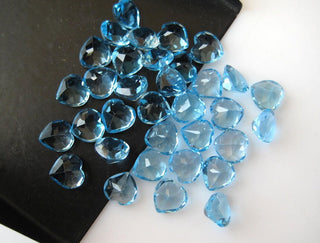 10 Pieces 6x6mm Natural Swiss Blue Topaz Heart Shaped Faceted Loose Gemstones For Jewelry BB314