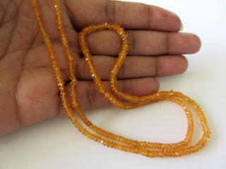 Spessartite Orange Garnet Rondelle Beads, Micro Faceted Mandarin Garnet Rondelles, 2mm To 3.5mm Each, 19 Inch Strand, GDS724
