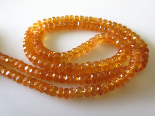 Orange Garnet Rondelle Beads, AAA Micro Faceted Spessartite Mandarin Garnet Rondelles, 3mm To 4.5mm Each, 16 Inch Strand, GDS725