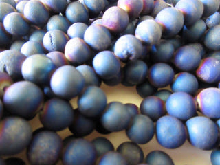 Sparkly Matte Natural Agate Druzy Beads, Color Enhanced Blue Druzy Beads, 8mm Beads, 15 Inch Strand, GDS733