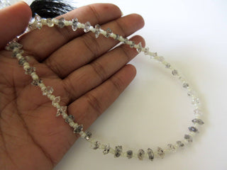 Centre Side Drilled Herkimer Diamond Nugget, Raw Herkimer Diamond Tumble Beads, 5mm To 6mm Each, 12 Inch Strand, GDS741