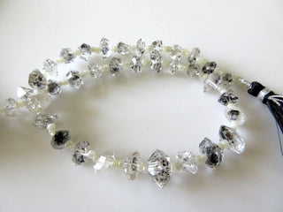 Centre Side Drilled Herkimer Diamond Nugget, Raw Herkimer Diamond Tumble Beads, 7mm To 8mm Each, 12 Inch Strand, GDS742