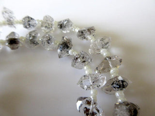 10mm To 11mm Centre Side Drilled Herkimer Diamond Nugget, Raw Herkimer Diamond Tumble Beads, 12 Inch Strand, GDS743