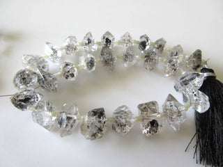 12mm To 13mm Centre Side Drilled Herkimer Diamond Nugget, Raw Herkimer Diamond Tumble Beads, 12 Inch Strand, GDS744