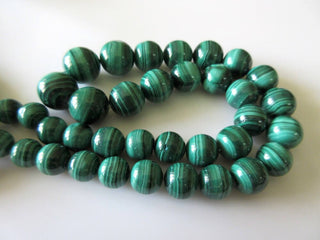 10mm To 14mm Finest Quality Malachite Round Beads, Natural Malachite Beads, Wholesale Malachite Gemstones, 17 Inch Strand, GDS745