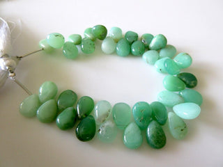 Uniform Size Natural Chrysoprase Smooth Pear Briolette Beads, 7 Inches Of 9x11mm Green Chrysoprase Beads, GDS751