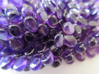 Uniform Size Natural Purple Amethyst Smooth Pear Shaped Briolette Beads, 9 Inches Of 5x6mm AAA Amethyst Beads, GDS756