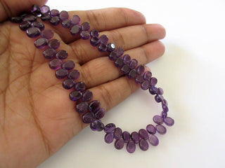 Uniform Size Natural Purple Amethyst Smooth Pear Shaped Briolette Beads, 9 Inches Of 5x6mm AAA Amethyst Beads, GDS756