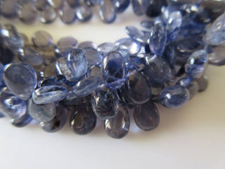 Natural Smooth Iolite Pear Shaped Briolette Beads, 9 Inches Of Tiny Uniform Size Calibrated 5x8mm Iolite Beads, GDS765