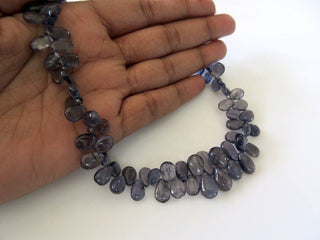 Natural Smooth Iolite Pear Shaped Briolette Beads, 9 Inches Of Tiny Uniform Size Calibrated 5x8mm Iolite Beads, GDS765