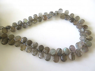 Natural Smooth Labradorite Pear Shaped Briolette Beads, 9 Inches Of Tiny Uniform Sized Calibrated 5x7mm Labradorite Beads, GDS766