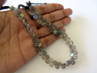 Natural Smooth Labradorite Heart Shaped Briolette Beads, 8 Inches Of 5mm To 7mm Labradorite Beads, GDS769