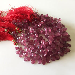 Faceted Glass Filled Ruby Pear Shaped Briolette Beads, Pink Ruby Beads, 8mm To 11mm Beads, 8 Inch Strand, GDS772