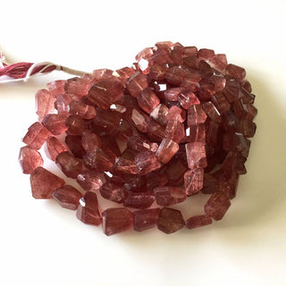 Strawberry Quartz Tumbles, Rare Dark Pink Natural Strawberry Quartz Beads, 8mm To 17mm Beads, 18 Inch Strand, GDS776