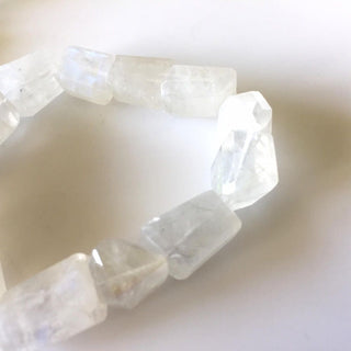 Natural Rainbow Moonstone Faceted Tumble Beads, Step Cut Moonstone Beads, 6mm To 10mm Beads, 10 Inch Strand, GDS780