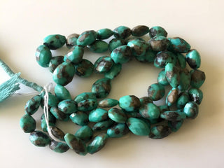 Natural Blue Green Turquoise Faceted Tumbles, 10mm To 13mm/12-18mm Sleeping Beauty Arizona Turquoise Beads, 16 Inch Strand, GDS785