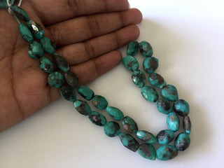 Natural Blue Green Turquoise Faceted Tumbles, 10mm To 13mm/12-18mm Sleeping Beauty Arizona Turquoise Beads, 16 Inch Strand, GDS785