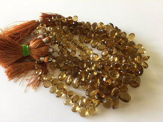 Natural AAA Lemon Quartz Faceted Pear Shaped Briolette Beads, 5x7mm To 7x11mm Beer Quartz Beads, 9 Inch Full Strand Gds791
