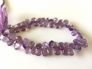 Faceted Purple Pink Amethyst Pear Shape Briolette Beads, 9mm To 10mm Amethyst Pear beads, 10 Inch Strand, GDS797