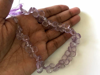 Faceted Pink Amethyst Heart Shape Briolette Beads, 7mm To 8mm Amethyst Heart beads, 10 Inch Strand, GDS798