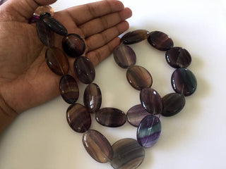 Huge Rare 24mm To 36mm Purple Fluorite Oval Tumble Beads, Natural Smooth Purple Fluorite Beads, 23 Inch Strand, GDS800