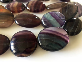 Huge Rare 24mm To 36mm Purple Fluorite Oval Tumble Beads, Natural Smooth Purple Fluorite Beads, 23 Inch Strand, GDS800