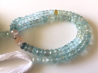 6mm Natural Multi Aquamarine Faceted Rondelle Beads, Pink Yellow Blue Aquamarine Beads, 13 Inch Strand, GDS806