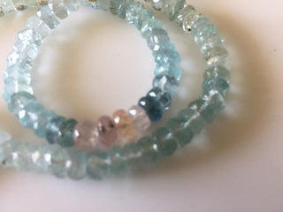 5mm Natural Multi Aquamarine Faceted Rondelle Beads, Pink Yellow Blue Aquamarine Beads, 13 Inch Strand, GDS807