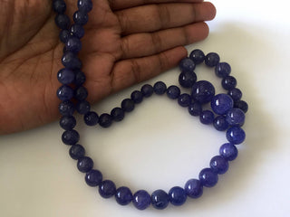 Natural AAA Tanzanite Smooth Round Beads, Rare Shape And Color Tanzanite Beads, 6mm To 12mm Approx, 21 Inch Strand, GDS812