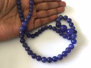 Natural AAA Tanzanite Smooth Round Beads, Rare Shape And Color Tanzanite Beads, 6mm To 12mm Approx, 21 Inch Strand, GDS812