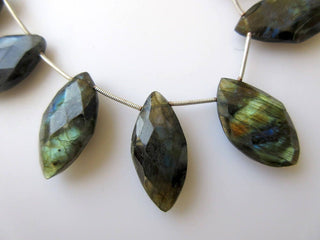 Flashy Blue Labradorite Marquise Shaped Briolette Beads, Faceted Labradorite Stone, Sold As 10 Pieces, GDS818