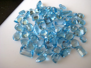 10 Pieces 5mm To 8mm Natural Swiss Blue Topaz Mix Shaped Faceted Loose Gemstones BB316