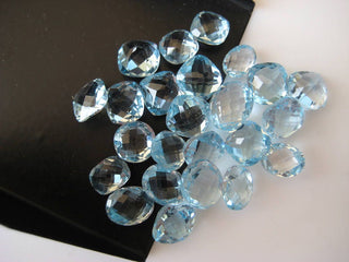 10 Pieces 7mm To 10mm Natural Sky Blue Topaz Faceted Mix Cushion Shaped Rose Cut Loose Gemstones For Jewelry BB321