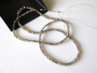 16 Inches Clear Cognac Color Faceted Diamond Beads, 2mm To 4mm Clear brown Champagne Diamond Faceted Beads, DDS494/20