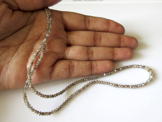 16 Inches Clear Cognac Color Faceted Diamond Beads, 2mm To 4mm Clear brown Champagne Diamond Faceted Beads, DDS494/20