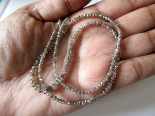 16 Inches Clear Cognac Color Faceted Diamond Beads, 2mm To 4mm Clear brown Champagne Diamond Faceted Beads, DDS494/20