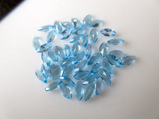 10 Pieces 6x3mm Natural Swiss Blue Topaz Marquise Shaped Faceted Loose Gemstones BB354