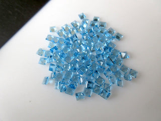 20 Pieces 3mm Natural Swiss Blue Topaz Faceted Princess Cut Loose Gemstones BB359