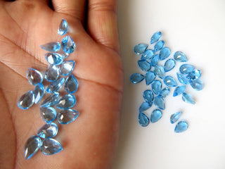 5 Pieces 9x6mm Natural Swiss Blue Topaz Faceted Pear Shaped Loose Gemstones BB346