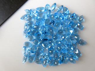 10 Pieces 6x4mm Natural Swiss Blue Topaz Pear Shaped Faceted Lose Gemstones For Jewelry BB360