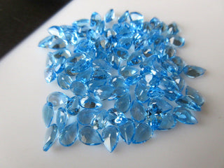 10 Pieces 6x4mm Natural Swiss Blue Topaz Pear Shaped Faceted Lose Gemstones For Jewelry BB360