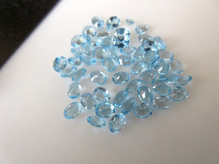 20 Pieces Wholesale 4x3mm Natural Swiss Blue Topaz Oval Shaped Faceted Loose Gemstones BB361