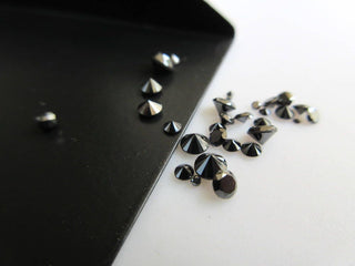 1 CTW 10 Pieces Centre Drilled Round Brilliant Cut Faceted Black Diamonds Loose, Black Solitaire Natural Loose Diamonds, DDS546/4
