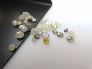 Set Of 6, 2mm To 4mm White, Salt And Pepper Rose Cut Diamond Loose Faceted Flat Back Cabochon, Excellent Cut Height And Lustre, DDS496/9