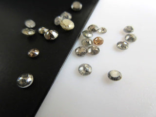 Set Of 5, 2.5mm To 4mm Salt And Pepper Rose Cut Diamond Loose, Natural Grey Black Faceted Flat Back Diamond Rose Cut , DDS496/10