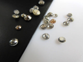 Set Of 5, 2.5mm To 4mm Salt And Pepper Rose Cut Diamond Loose, Natural Grey Black Faceted Flat Back Diamond Rose Cut , DDS496/10